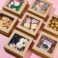 thumbnail image 4 of 16Packs 14x14x5cm Clear PVC Square Window Gift Boxes Brown Kraft Paper Present Boxes for Wedding Gift Chocolates Cookies and Other Small Crafts, 4 of 6
