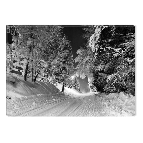 Startonight Canvas Wall Art Black and White Abstract Winter Road, Dual View Surprise Artwork Modern Framed Ready to Hang Wall Art 100% Original Art Painting 23.62 X 35.43 inch