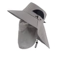 thumbnail image 2 of Men's Sun Protection Hat with Wide Brim and Detachable Neck Flap, Lightweight Breathable Fabric with Adjustable Chin Strap for Fishing, Hiking, Beach Days, Gardening Light Gray, 2 of 6