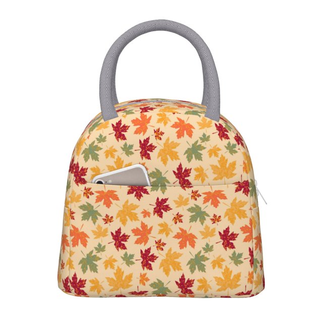 Balery Autumn Maple Leaves Bolsa de Almuerzo para Mujeres, Caja de Almuerzo, Bolsa de Almuerzo Pequeña Impermeable, Tote de Almuerzo Reutilizable con Gran Capacidad