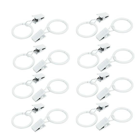 Uxcell 16pcs Window Curtain Drapery Clip Rings Fits 25mm Diameter Rods White
