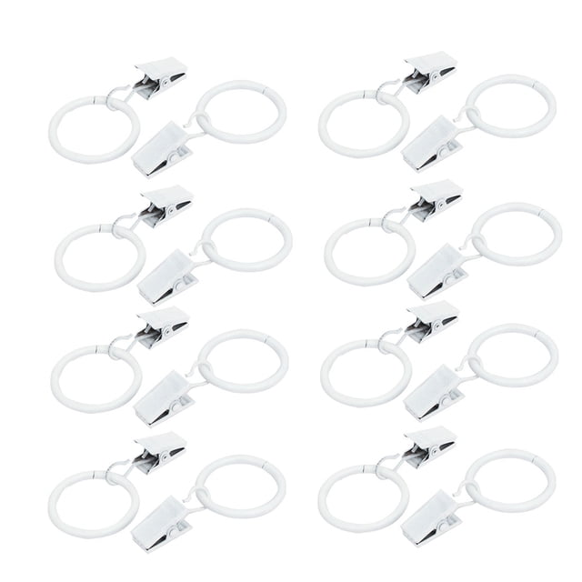 Anillos de Clips para Cortinas Uxcell de 16 piezas que se Ajustan a Varillas de 25 mm de Diámetro Blancos