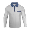 thumbnail image 5 of Men's Waffle Knit Long Sleeve Golf Shirt Contrast Collared T-Shirts Lightweight Breathable Stretch Performance Quick Dry Business Casual Tops with Chest Pocket, 5 of 10