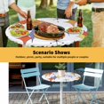 thumbnail image 6 of Elastic Fitted Round Tablecloth, Orange Purple Diamond Waterproof Stretch Table Cover for 45"-54" Tables, Modern Geometric Middle Century Washable Outdoor Tablecloths for Patio, Picnic, Camping, 6 of 9