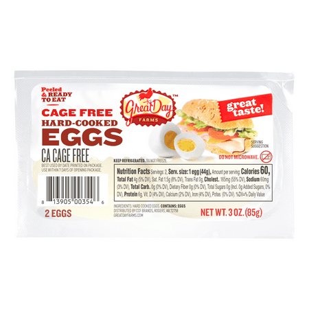 Great Day Farms Hard-Boiled Cage Free Eggs, 2 Eggs