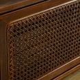 thumbnail image 5 of Jopath 59" Mid-Century Rattan Tv Stand, Wood Media Console,Entertainment Cabinet With 2 Rattan Doors And 4 Solid Wood Legs, For Living Room Media Room Dark Wood, 5 of 7
