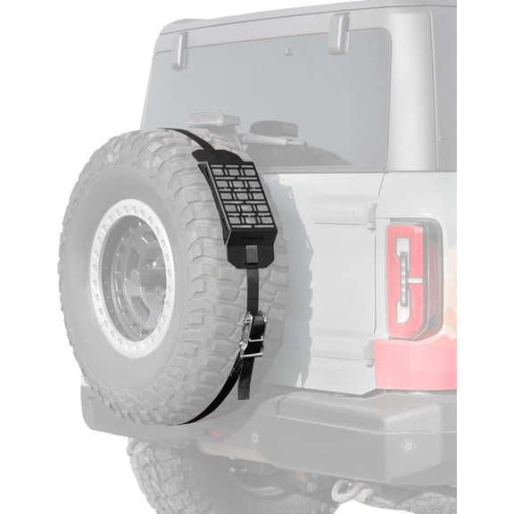 BUNKER INDUST Spare Tire Rack, Spare Tire Accessory Mount Bracket with Ratchet Strap for 31” - 40” Diameter Tires for 4x4 Off-Road