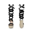 thumbnail image 5 of BLISSFUL STEP Platform Espadrilles Satin Lace Up Wedge Sandals for Women Black 6, 5 of 6
