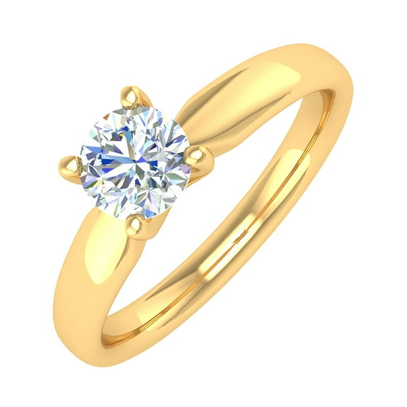 1/2 Carat 4-Prong Set Diamond Solitaire Engagement Ring in 14K Yellow Gold (Ring Size 8.75)