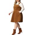thumbnail image 5 of Agnes Orinda Women's Plus Size Corduroy Pinafore Short Dress Overall Dresses Suspender Skirt with Pocket 1X Brown, 5 of 7