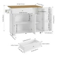 thumbnail image 5 of Homfa Kitchen Island with Storage, 27.6" W Wood Kitchen Island Cart with Drop Leaf, White Rolling Cart with Lockable Wheels, 5 of 7