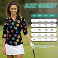 thumbnail image 7 of Uorisanigo Colorful Dog Paws Women's 3/4 Sleeve Athletic Golf Shirts Fashionable Comfortable Women's Dry-Fit Golf Polo Shirts Relaxed Tennis Tops Comfortable Outing Wear Size XL, 7 of 7