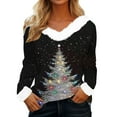 thumbnail image 2 of WXLWZYWL Christmas Shirt Blouses for Women Casual Christmas Tree Printed Patchwork V-Neck Long Sleeve Ladies Tops, 2 of 6
