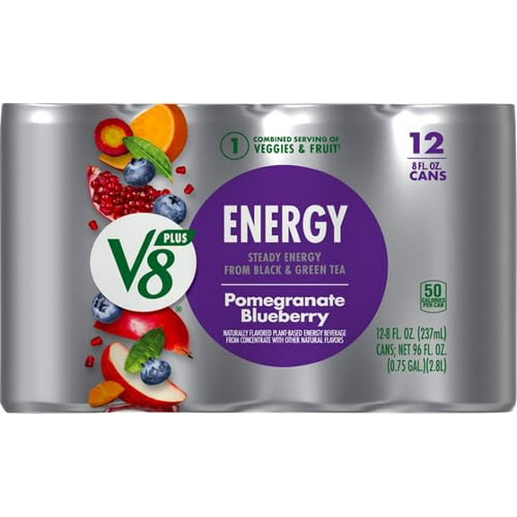 V8  Energy Pomegranate Blueberry Juice Energy Drink, 8 fl oz Can (12 Pack)