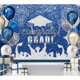 thumbnail image 2 of Fondo de fotografía de graduación de tela de poliéster azul y plateado, fondo de la clase de 2024, gorro de soltero, globo para felicitaciones de graduación, decoración de fiesta de graduación,, 2 of 6