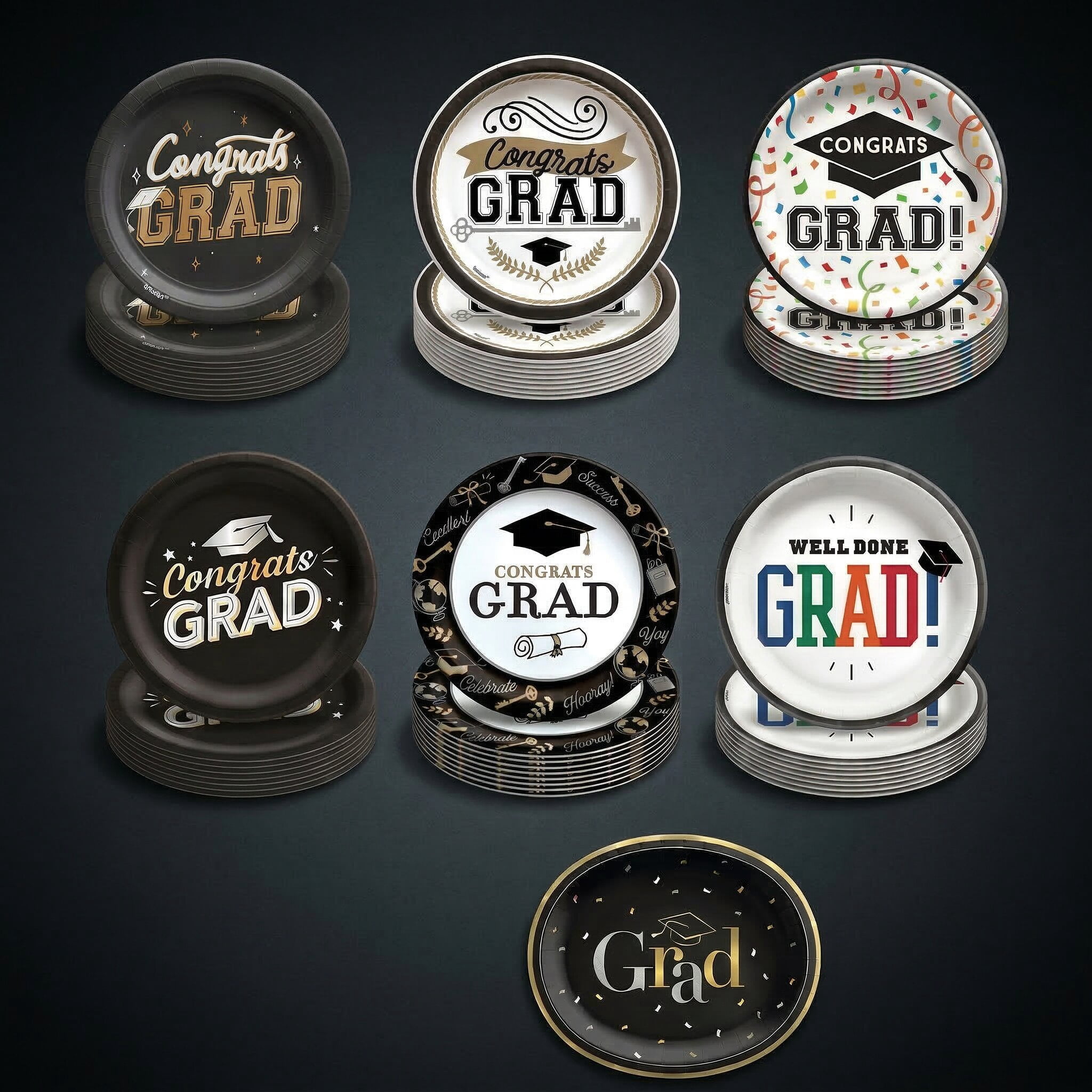 Amscan Graduation Plate Group – Multi-Size 192 Count