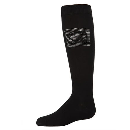 

MeMoi Rhinestone Heart Knee High Cotton Blend Socks - Girls - Female