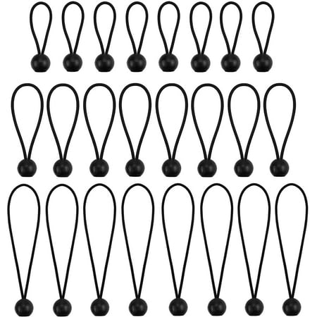 

24 Pieces Ball Bungee 4 6 9 Inch Black Bungee Balls Heavy Duty Tarp Ball Bungee Cords Elastic String 4mm Thickness Tarp & Canopy Shock Cords for Camping Tents Cargo Holding Wire