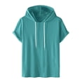 thumbnail image 2 of DARING DIVA Men's Casual Short Sleeve Pullover Drawstring Hooded T-Shirt M Dark Green, 2 of 6