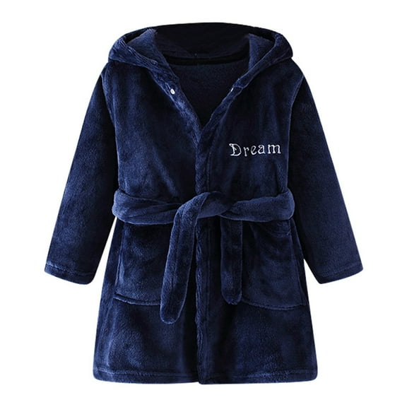 YWOAGH Kids Pajamas Cozy Robes for Homewear Cartoon Hooded Sleepwear for Boys and Girls Comfortable Bathrobes for Daily Use for Spring and Autumn Ages 3 to 16 Navy 3-4 Years
