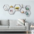 thumbnail image 3 of Hexagon Floating Shelves Set of 6 Honeycomb Shelves for Wall, Gray White, 3 of 7