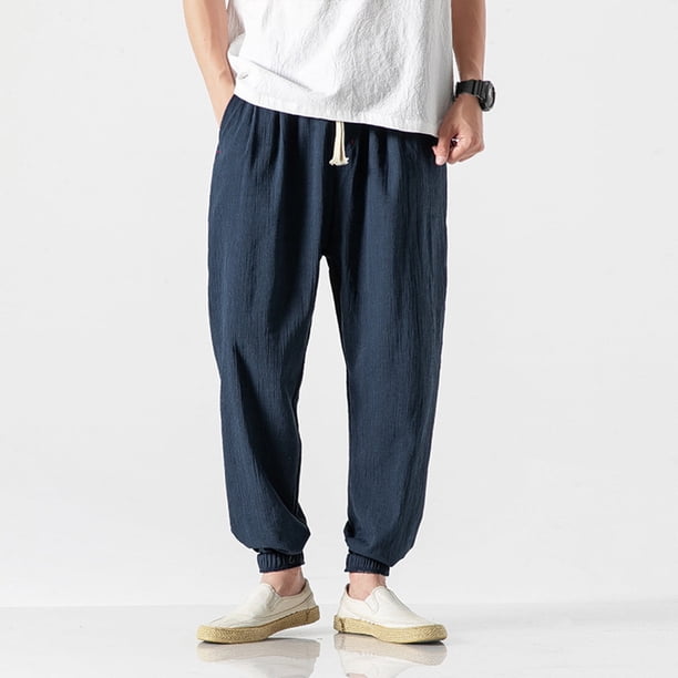 Pantalones largos, pantalones de farol para hombre, pantalones de lino para hombre, pantalones Harlen de moda, leggings para hombre