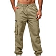 thumbnail image 5 of Caywon Stylish Men's Cargo Jogger Pants with Elastic Waist and Multiple Pockets, Loose Fit Outdoor Trousers for Spring and Fall, 5 of 6