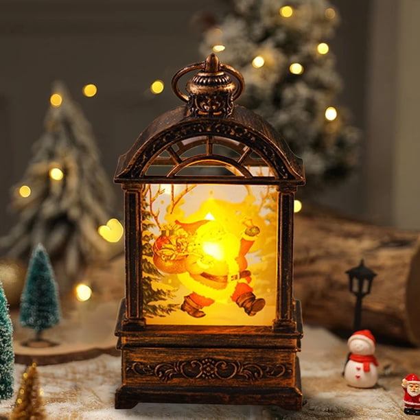 Vela Electrónica Navideña para Crear Ambiente | Lámpara de Candelabro Pequeña, Lámpara de Aceite, Mini Linterna de Viento, Luz Nocturna | Decoración Festiva | Plástico, 14 X 7 X 3,7 Cm, 1 Unidad