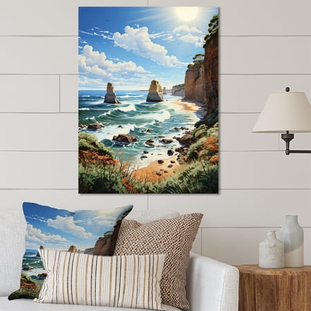 Designart "Limestone Pillars at Dusk" Nautical & Beach Metal Wall Art