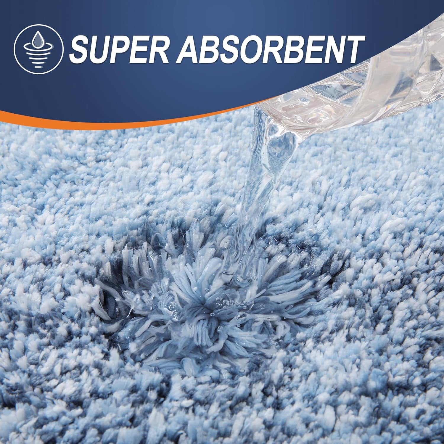 Buganda Microfiber Bathroom Rugs, 20"x30" Blue Luxury Extra Soft and Absorbent Bath Mat, Non-Slip Plush Bath Carpet