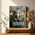 thumbnail image 6 of Elephant Bathtub Canvas Print, Whimsical Bathroom Animal Art, Multi-Room Home & Cafe Playful Wall Decor, 6 of 8