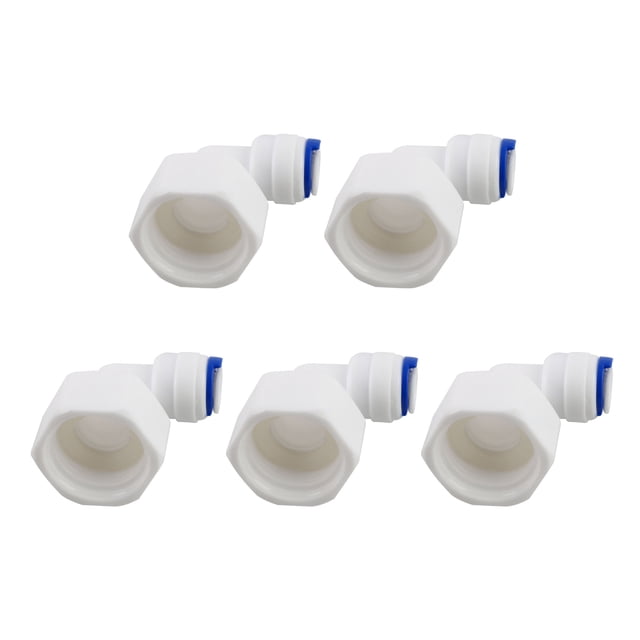 Conector rápido de purificador de agua de 1/2 pulgada BSP hembra a 1/4 pulgada OD codo para sistema de ósmosis inversa 5 piezas