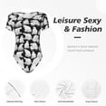 thumbnail image 4 of Saiise Mignon Motif Ours Polaire Dessin Animé Combinaison à Manches Courtes pour Femmes Col Rond Pyjama Justaucorps Extensible avec Fermeture à Pression-TG, 4 of 7