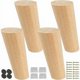 thumbnail image 1 of Patas de madera para muebles de 25 cm, 4 patas de mesa cónicas e inclinadas con placa de montaje y tornillos, patas de repuesto de roble para cama, armario, sillón, sillón, pintura natural, 1 of 1