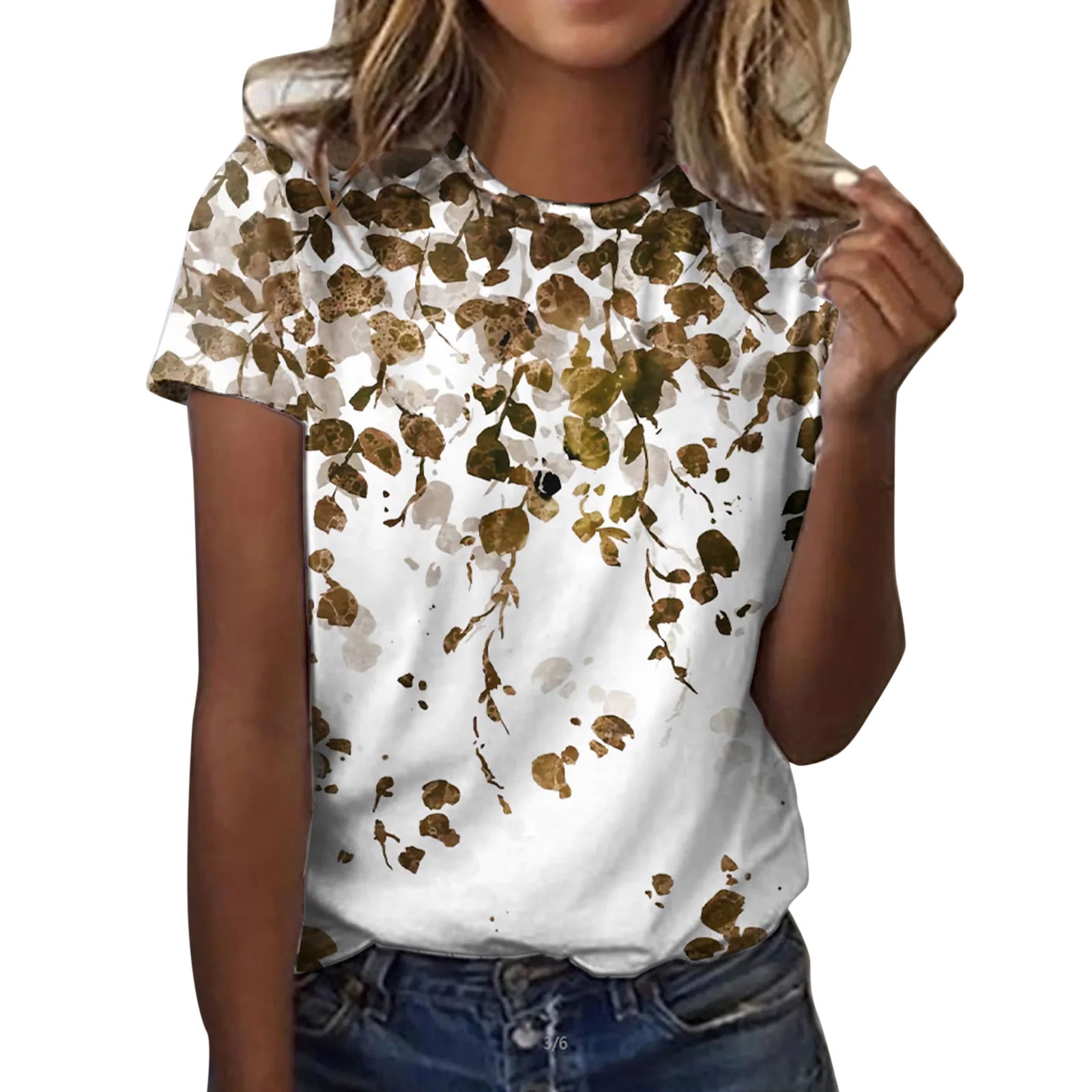 Womens Summer Tops Crewneck Blouse 