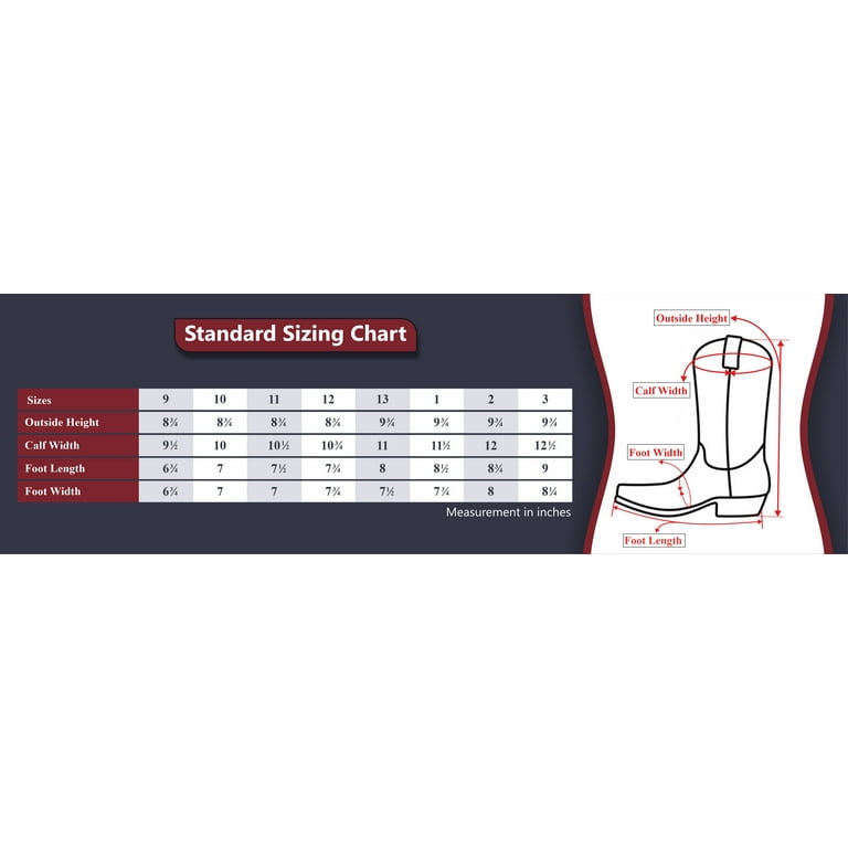 Tuffrider boots top size chart