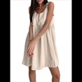 thumbnail image 3 of Vestido de Verano para Mujer con Tirantes, Suelto, de Algodón y , con Falda Acampanada. Caqui S, 3 of 10