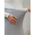 thumbnail image 5 of INSPIRE CHIC Womens Maternity Sweater Skirt Over the Belly Knit  Midi Pregnancy Pleated Skirts L Gray, 5 of 6