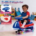 thumbnail image 4 of Track Seven 12V Electric Wiggle Car with Pedal, 2 in 1 Swing Car, Bluetooth, LED Lights, Flashing PU Wheels, Max Speed 5 Mph, Anti-Rollover, 12V Ride on Toy Car for Kids Toddlers Aged 3+, Blue+Red, 4 of 7