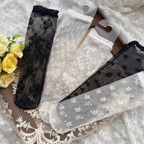 Calcetines para niños, ultrafinos, estilo coreano, para niñas, con encaje dulce, calcetines de tubo medio, de malla hueca, transpirables, antimosquitos, calcetines de aire acondicionado