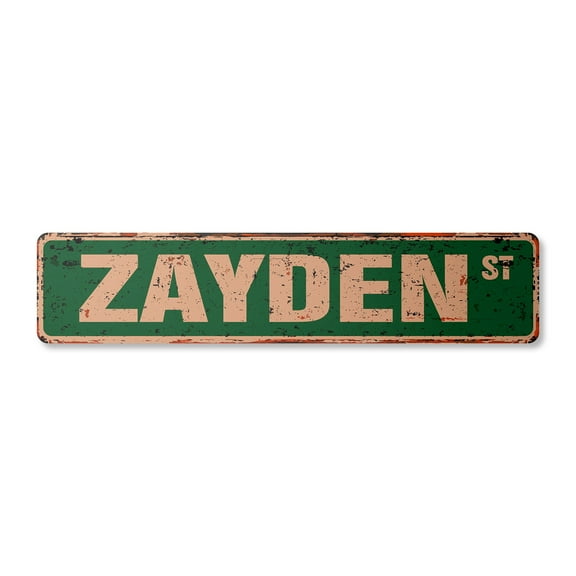ZAYDEN Vintage Plastic Street Sign Childrens Name Room Sign | Indoor/Outdoor | 18" Wide
