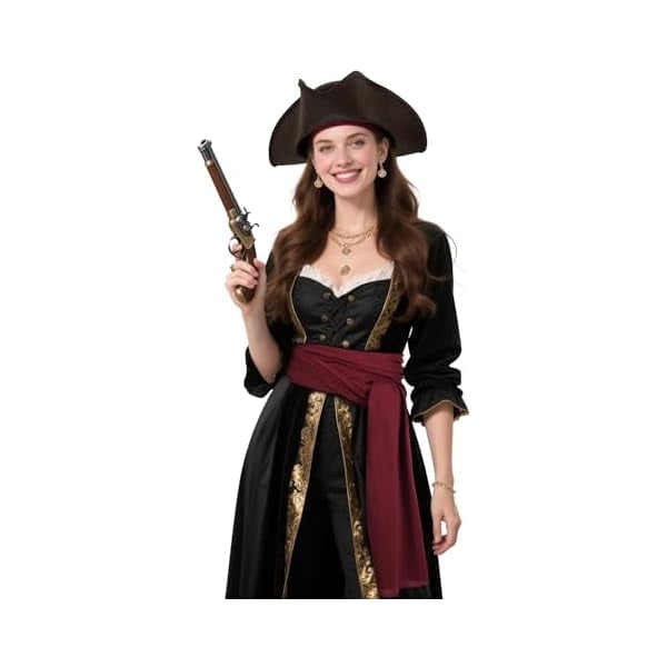 wonima44 HOMELEX Adult Pirate Hat for Women Colonial Tricon Hat Halloween Costume Accessory