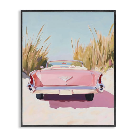 Stupell Industries Cottage Pink Cadillac on Beach Black Framed Giclee Art, 11 x 14, by The Prints Vibe