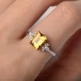 thumbnail image 2 of Natural Citrine Ring Rectangle Statement Ring Solitaire Wings Ring Sliver Personalized Ring, 2 of 3