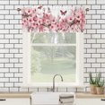 thumbnail image 3 of Cherry Blossom Thermal Insulated Window Curtain Valance Watercolor Pink Floral Butterfly Rod Pocket Valances for Bedroom Living Room Dining Room 54 by 18 in, 1 Panel, 3 of 6