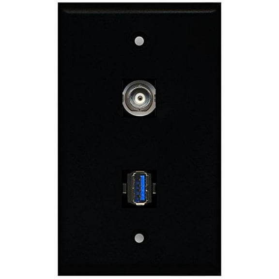 RiteAV - Black 1 Port BNC 1 Port USB 3.0 Wall Plate