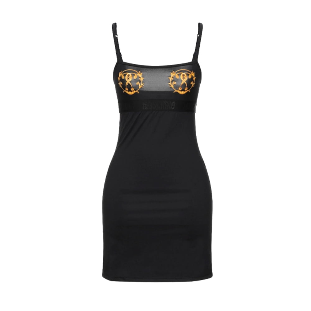 black underwear slip dress