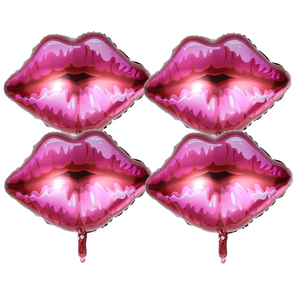4 globos de aluminio con diseño de labios para decoración de bodas y fiestas, ideal para San Valentín.