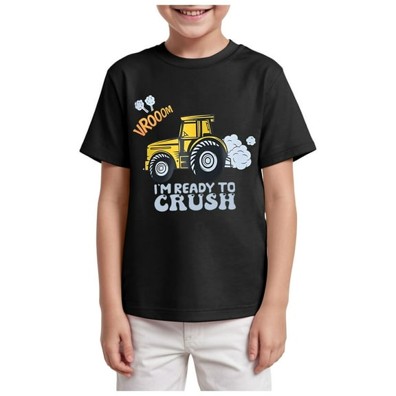 Gubotare Kids Shirts Toddler Boys Shirts Short-Sleeve Little Kids t Shirts Boys' Tops, Tees & Shirts Graphic TEE Sizes 9-10T (Black,9-10 Years)