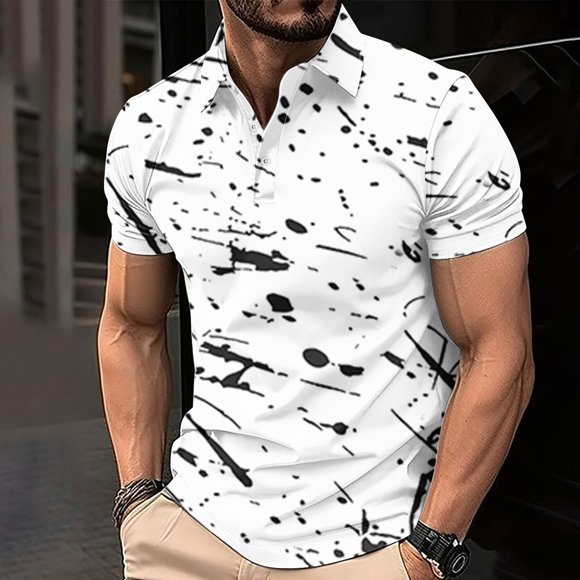 Blusa y camisa de manga corta con cuello vuelto Camisa casual de manga corta con solapa y bloques de color para hombre Top/camisa de manga corta con solapa Tops para hombre